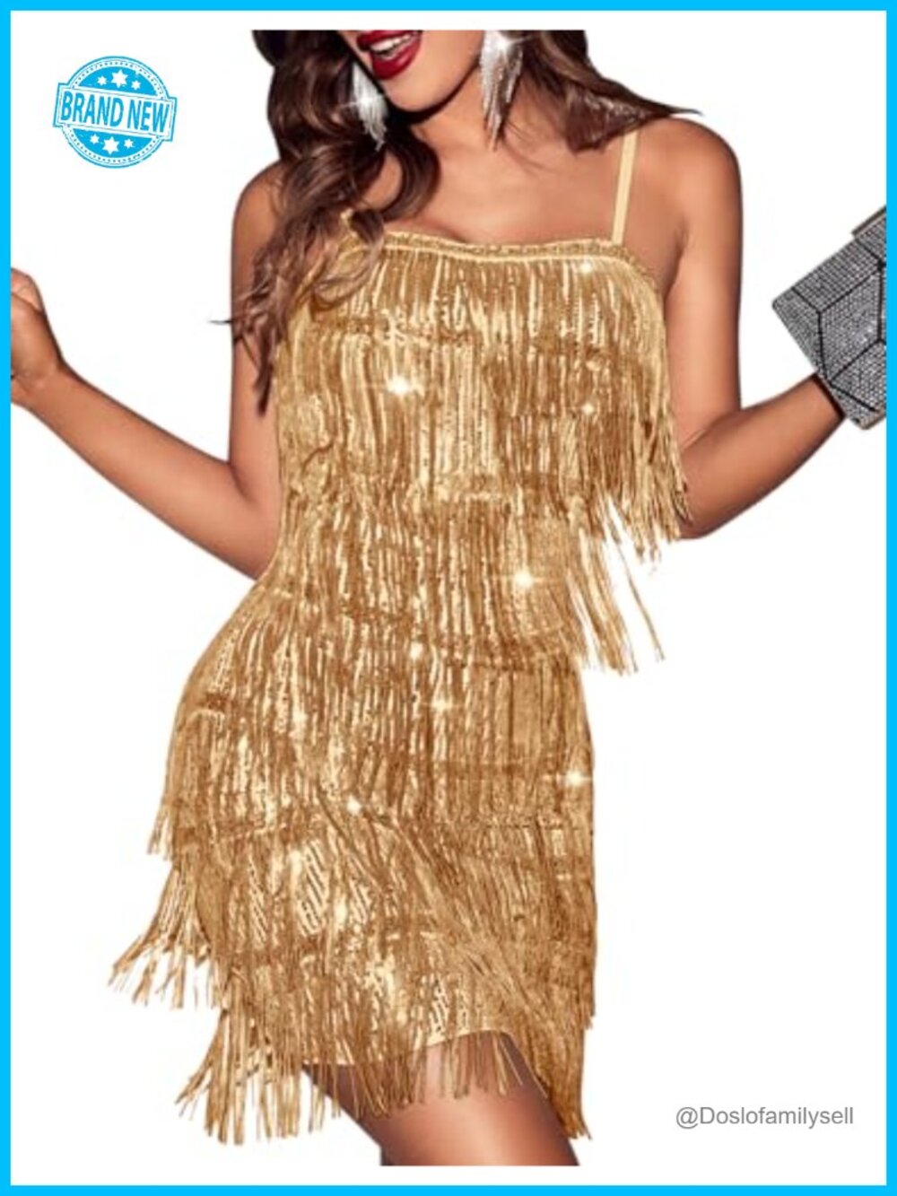 Sequin Tassel Mini Dress Square Neck Sleeveless Backless Bodycon Party